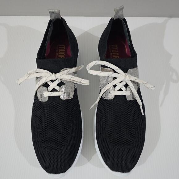 NEW Munro Sandi Sneaker Womens 8.5 NARROW Black Knit Cloud Gray Slip On Casual - Picture 5 of 11